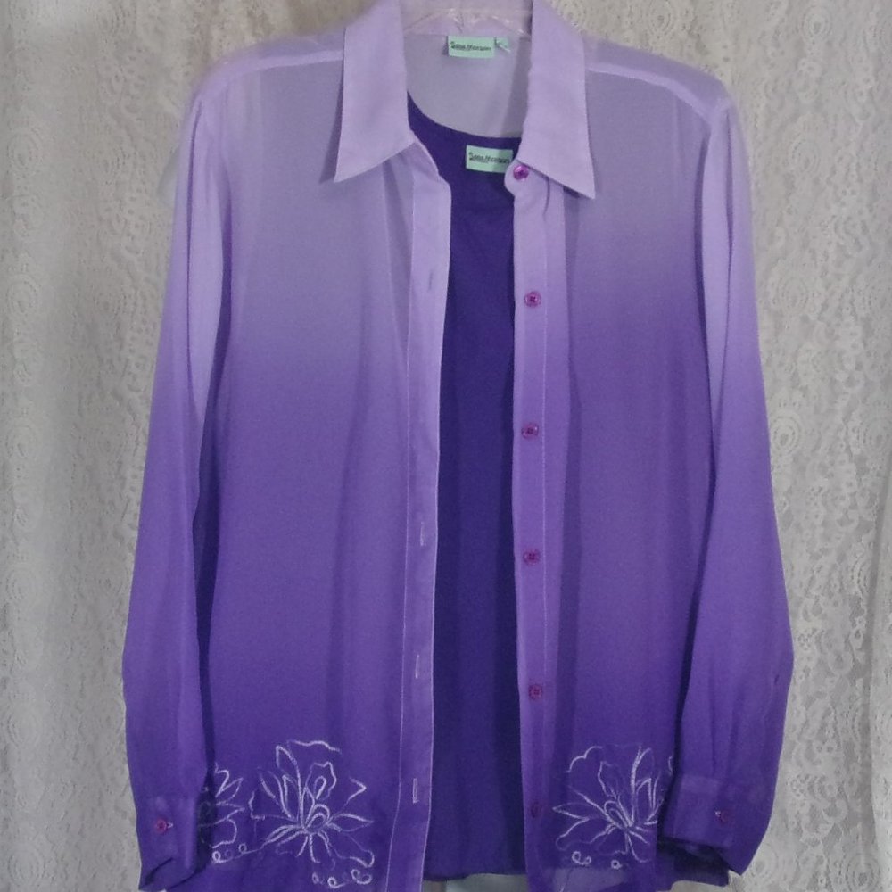 Sara Morgan Haban Weekender Set, 3 pieces Purple Top Pants Tank Size Large